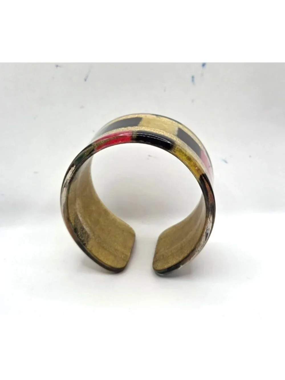 Vintage Multicolor Geometric Resin Cuff Bracelet